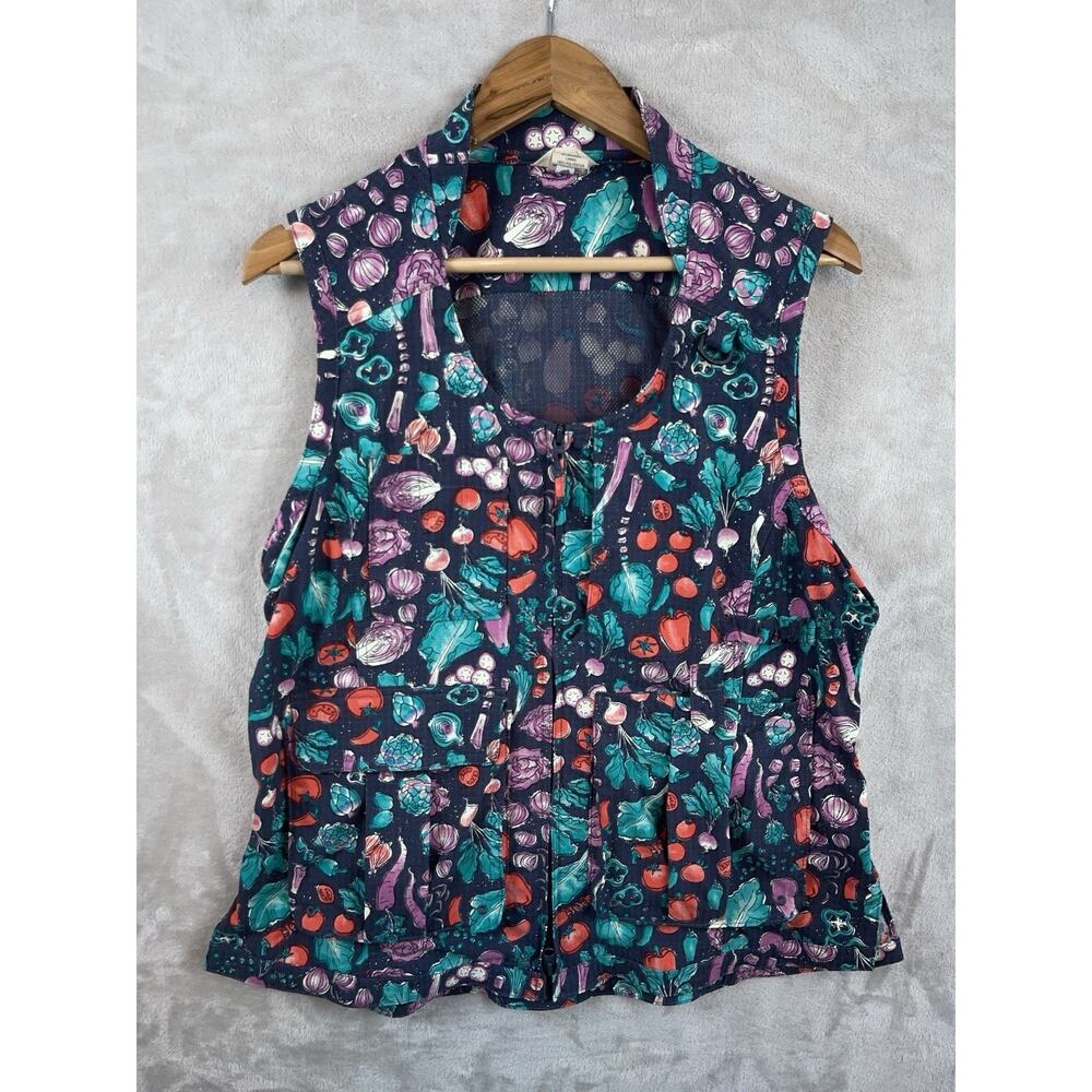 Duluth Trading Heirloom Gardening Vest Womens L Vegetable Print Pockets Gorpcore